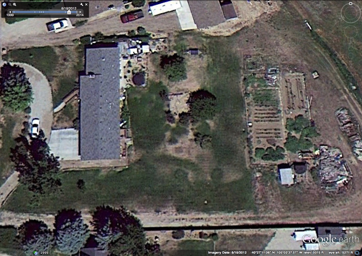 Aerial Google Earth photo of the property in 2012, before the cleanup